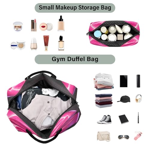 ​​Large Foldable Travel Duffel Bag, Waterproof Gym Bag for Men & Women, Carry-On Luggage Weekender Overnight Bag, Black Red Bow4