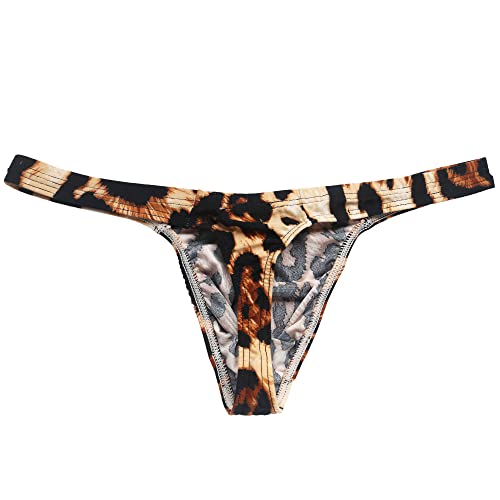 Wintofw Men's Leopard Print G-String Thongs Swimsuit Bikini Thongs Low Rise Comfy Underwear Thongs #TOP5