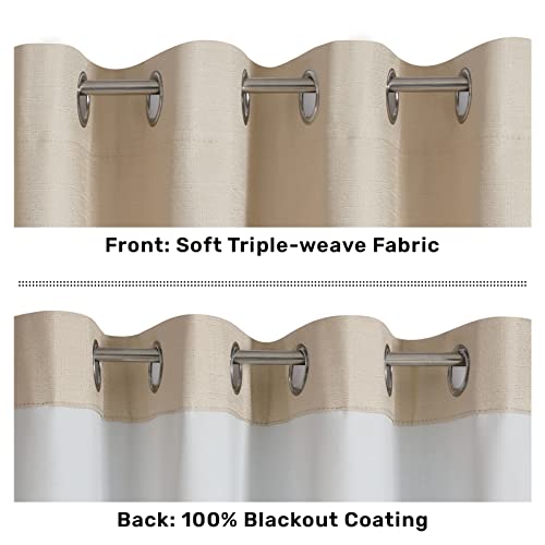 Lucky Rain Waterproof Curtains For Outdoor Patio Uv Resistant 100% Blackout Window Curtains Indoors,2 Natural Panels Of 52X63 Inch #TOP4