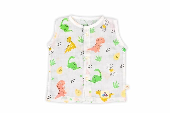 Image of Cotton Muslin Sleeveless Jhabla Set for Newborn Boys & Girls Comfortable Baby Clothes - Pack of 4