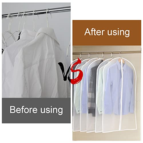 6Pack Clear Suit Bags with Zips, 60 * 100cm Dustproof Clothes Covers, Moth Proof Garment Bags - Image 3