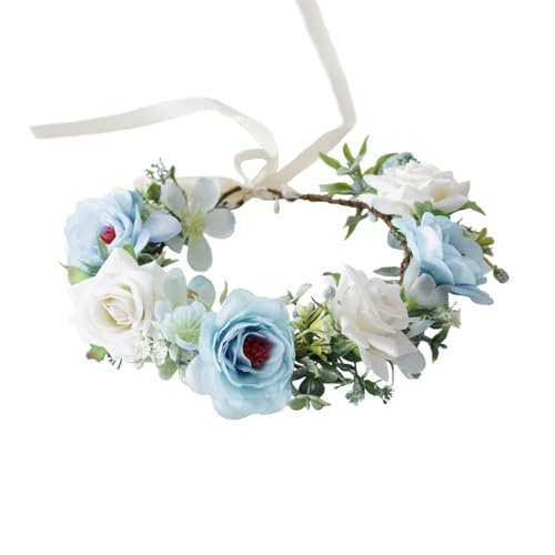 Vivivalue Wedding Flower Crown Flower Garland Headband Floral Headpiece Halo Boho Party Prom Photos Blue