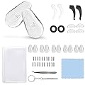 ANYGIFT Eyeglass Repair Kits -Eyeglass Accessories kit with Anti-Slip Adhesive Silicone Nose Pads, Eyeglasses Ear Grips Holder, Eyeglass Screwdriver and Eyeglass Screw (White+Black, 3.74"x2.48")