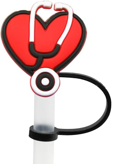 Miniatura 4 de Tapa grande de 0.394 in para sorbete de enfermera médica Stanley Cup de 40 oz 30 oz de silicona de dibujos animados para pajita, tapas protectoras