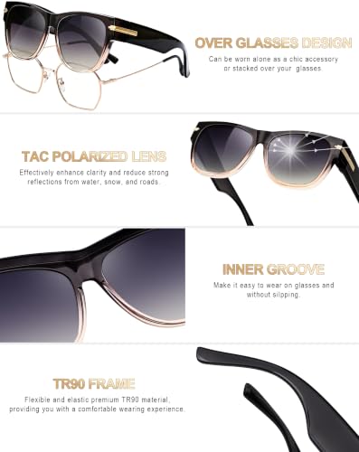 Image of KANASTAL Over Glasses Sunglasses Square Fit Over Polarized Sunglasses UV400
