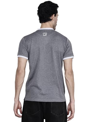 Image of Regular Fit Mandarin Collar T-Shirt Tee for Men & Boys Gray