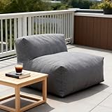 OPEAK Patio Armless Chair, Outdoor Middle Bean Bag Chair, Daybed Sofa Comfy Couch, Modular Patio Sectional Sofa, Water-Resistant Olefin Fabric, High-Density Foam Filled, Comfy Lounge Seat, Dark Gray