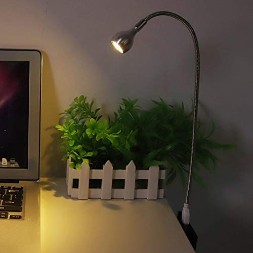 Kuuleyn Computer Keyboard Light USB Gooseneck Light Long-Necked Flexible Table Suitable for Studying Drawing Boards Crafts Learning and Working (Silver; Warm White Light) - Image 4