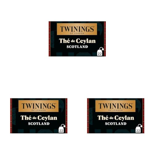 Twinings - Thé de Ceylan Scotland - 22 Sachets - à Déguster Chaud ou Froid (Lot de 3)