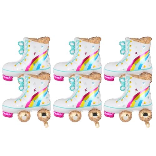 WANGCL 6 Regenbogen-Luftballons für Rollschuhe für Partys der 80er und...