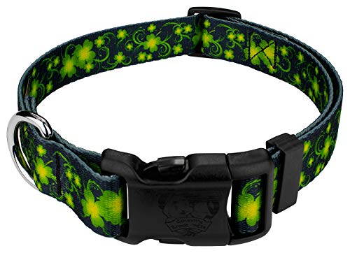 Country Brook Petz - Deluxe Clovers in The Wind Dog Collar - Made in The U.S.A. - Irish Pride Collection with 3 Lucky Designs (5 8 Inch, Small)