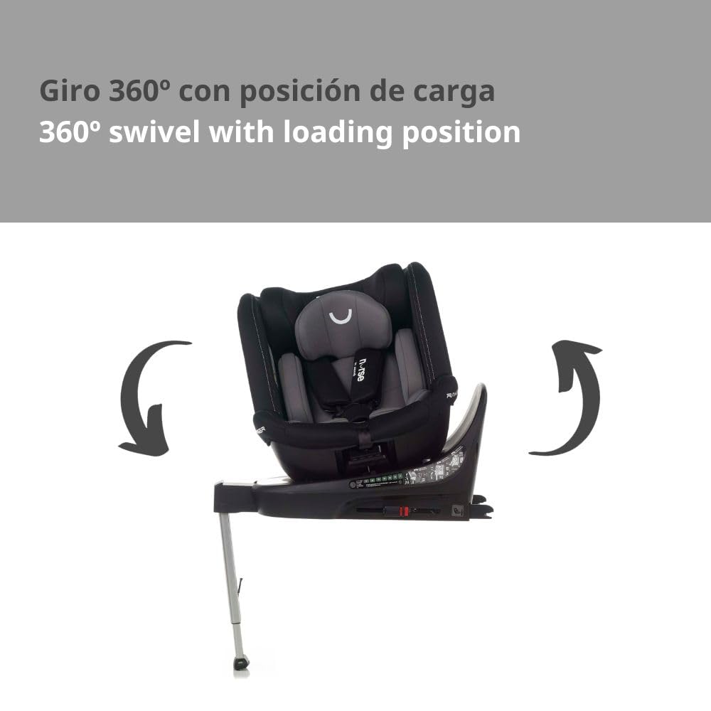 Nurse Ranger i-Size, Autositz von 40 bis 150 cm, um 360 Grad drehbar, Isofix und Stellfuß, Rückwärtsgang