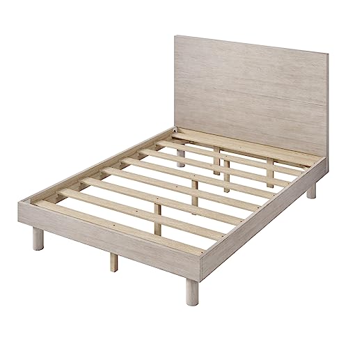 Estrutura de cama plataforma de madeira maciça estilo conciso moderno, completo, cinza pedra
