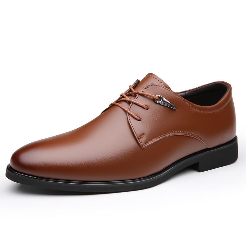 Men's Genuine Leather Oxford Shoes Fashion Casual Retro Classic Comfortable Dress Shoes Office Working Formal Derby Shoes for Men(10)