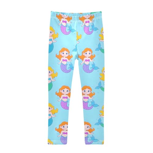 ALAZA Girls' Leggings Children's Yoga Pants Skinny Printed Dance Mermaid Cute Cartoon Comfortable 4T