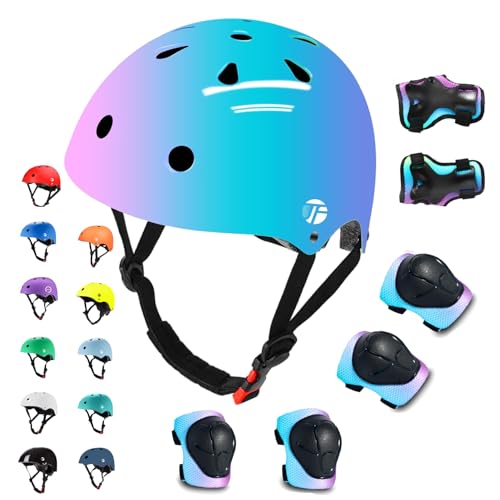 Adjustable Kids Toddler Helmet with Knee Pads,Elbow Pads & Wrist Guards,Bike Helmet for Ages 3-5,5-8,8-14,Boys & Girls Helmets and Pads Set for Skateboard,Skating,Biking,Cycling