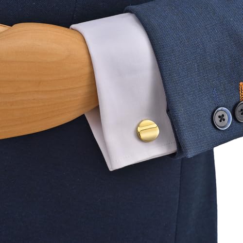 Mancuernillas redondas con diseño ondulado para hombre y mujer miniatura 2