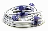 50-Foot 12/3 White Outdoor Multi Outlet Extension Cord 5 Water Resistant Covered Outlets