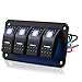 EEEKit Pannello interruttori a bilanciere a 4 Bande, interruttori a levetta on-off a 5 Pin Impermeabili 12V / 24V con Luce a LED Blu per Camion per Veicoli nautici per Camper