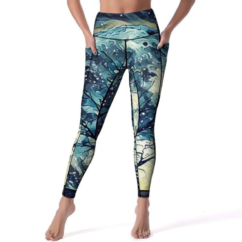 Leggings pour fitness et yoga Loup Et Arbre pantalon de sport respirant taille S