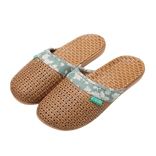 YYDPYZBD Sandaler för kvinnor Linier Slippers andas hempar sommar glid-grön-39-40