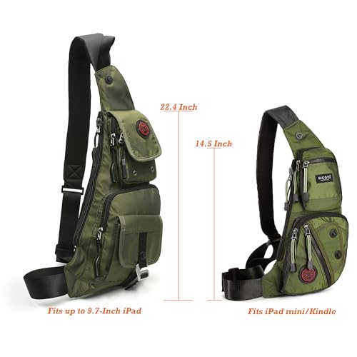 Image of NICGID Sling Bag Chest Shoulder Backpack Crossbody Bags Casual Daypack for Men Women, Army Green-2, Small, Travel