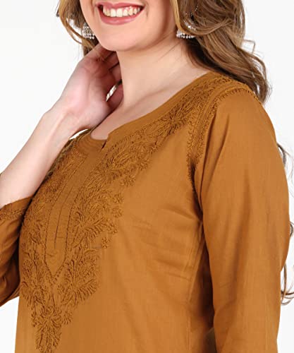 Image of Vahson Designer Hand Lucknowi Chikankari Embroidery Cotton Short Kurti for Women /Girls