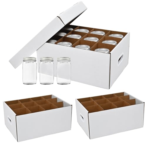 PPXHFV 3 Pcs White Canning Jar Storage Boxes, Fits 32