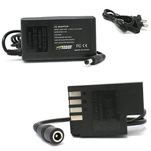 Wasabi Power AC Power Adapter Kit with DC Coupler for Panasonic DMW-BLF19, DMW-DCC12, DMW-AC8, DMW-AC10 and Panasonic Lumix DMC-GH3, DMC-GH4, DC-GH5, DC-GH5S, DC-G9 Cameras