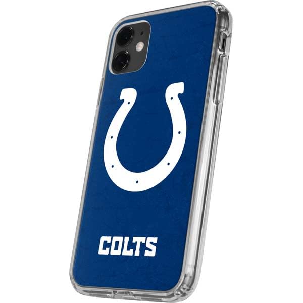 Skinit Clear Phone Case Compatible with iPhone 11 - Officially Licensed NFL Indianapolis Colts Distressed Design