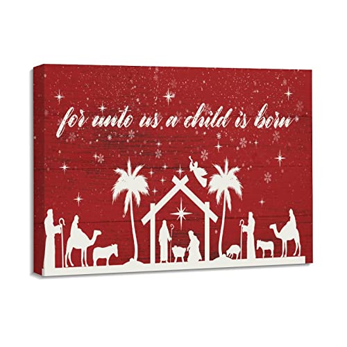 Impression sur toile crèche de Noël 40x50 cm pour décoration murale