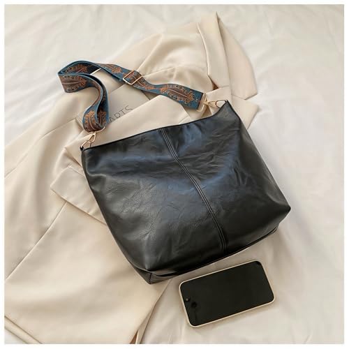 Image of Fashion Hobo Bags for Women Vegan Leather Crossbody Bag with Guitar Strap Shoulder Purses and Handbags