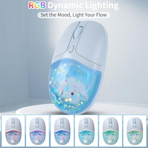 Image of Bluetooth Wireless Mouse,Creative Floating Cartoon Dog Animal Mice,RGB Backlit Rechargeable Triple Mode(Dual Bluetooth+USB) Computer Silent Mouse with USB Receiver for Laptop /MacBook /iPad /PC-Blue