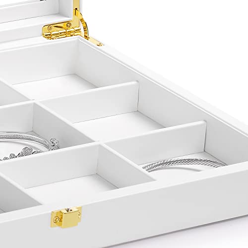 Oirlv White 12 Gird Jewelry Organizer Tray with Acrylic Lid Premium Leather Jewelry Box with Transparent Lid Bracelet Bangle Watch Display Case by Oirlv - Used condition - Image 6