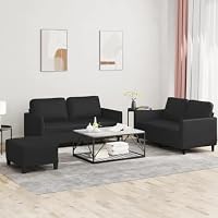 LoogCape Ensemble de canapés 3 pièces en Similicuir Noir avec Coussins Confortables pour Salon, séjour ou Stud