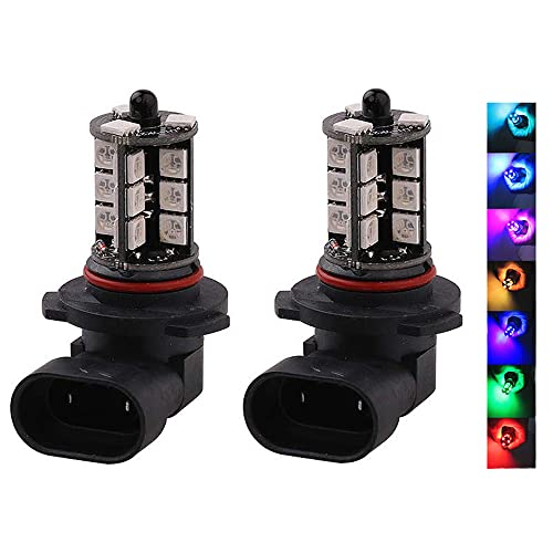 FUTWOD フォグランプ HB3 HB4 9005 9006 LED フォグ RGB 12V 車用 LEDバルブ LEDフォグランプ 黄色 イエロー ホワイト ブルー マルチカラー 16色切替 ストロボ フラッシュ 点灯パターン多数 リモコン付き 5050SMD 27連 2個セット