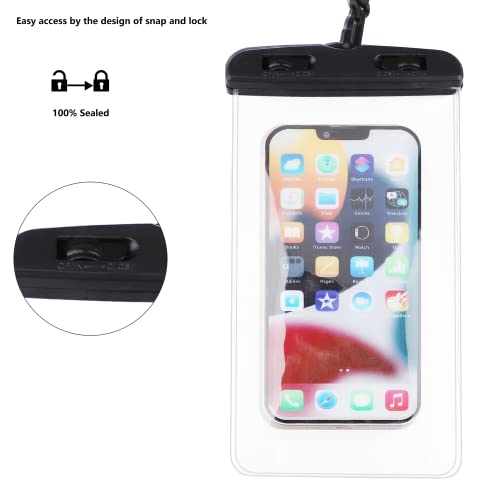 Vaks Waterproof Phone Pouch 2-Pack Universal Cellphone Waterproof Underwater Case Dry Bag For Iphone 13 12 11 Pro Max Xs Max Xs X Xr Samsung Galaxy Google Pixel Up To 6.9",Black+Pink #TOP5