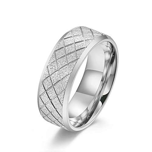 Stfery Bague Anneau, Bague Mariage Homme Acier Inoxydable Ligne de Diamant de Style Européen Cadeau Anniversaire Acier 64 Cover