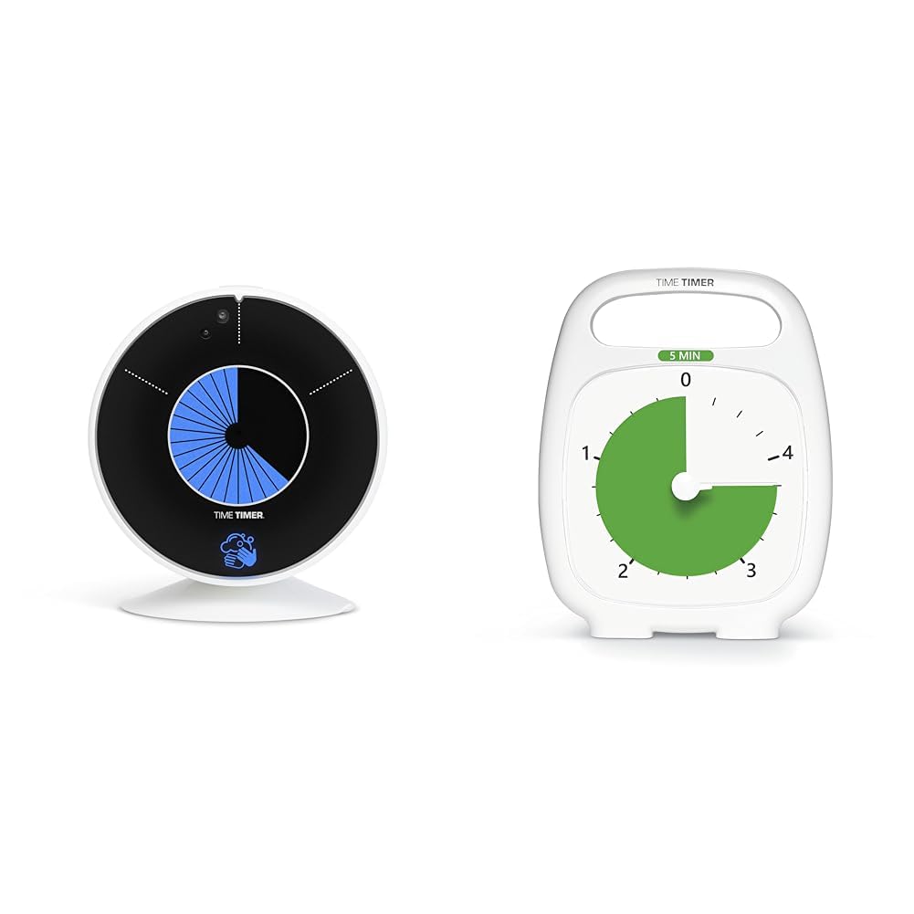 TIME TIMER Hand Wash & 5 Minute Desk Visual Timers - Bathroom Handwashing Timer for Kids & Classroom Countdown Timer for Time Management