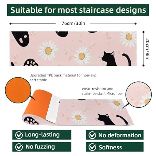 Tapis d'escalier antidérapants lavables et réutilisables pour marches d'intérieur