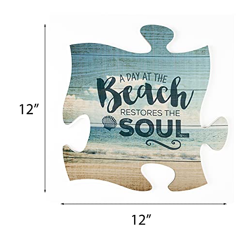 P. Graham Dunn Day At The Beach Restores The Soul 12 X 12 Wall Hanging Puzzle Piece Plaque #TOP5
