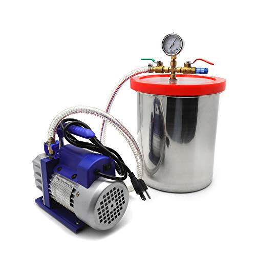 HTTMT - Kit de Cámara de Vacío de 3 Galones con Bomba de 3 CFM y Etapa Única 1/4HP miniatura 1