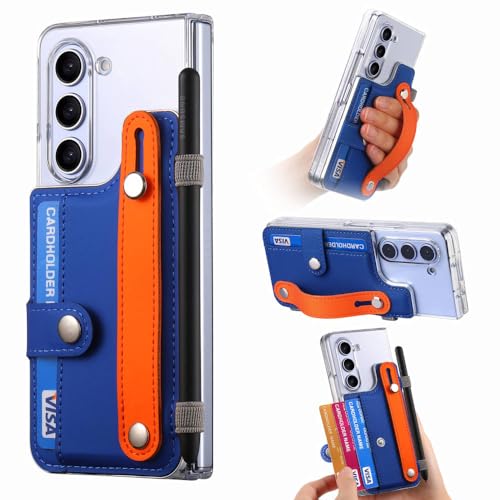 Coque Fold5 5G antichoc transparente bleu avec fente pour stylo 2023