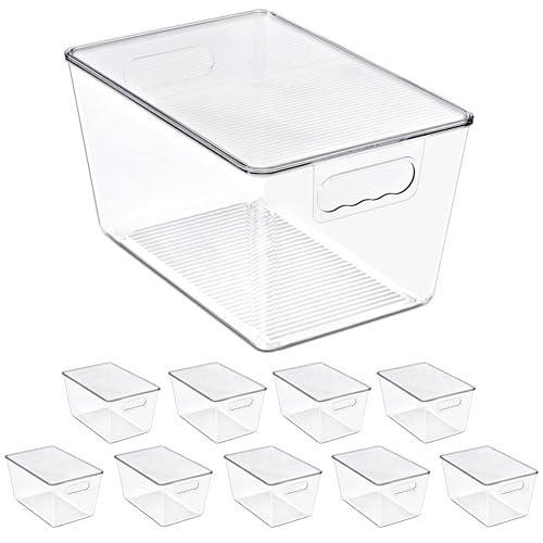 Image of Sorbus Clear Storage Bins with Lids, 10 Pack Large Organization Bins with Handles – Clear Stackable Storage Containers for Storage, Pantry, Fridge, Cabinet, Closet & Kitchen Organization – BPA-Free