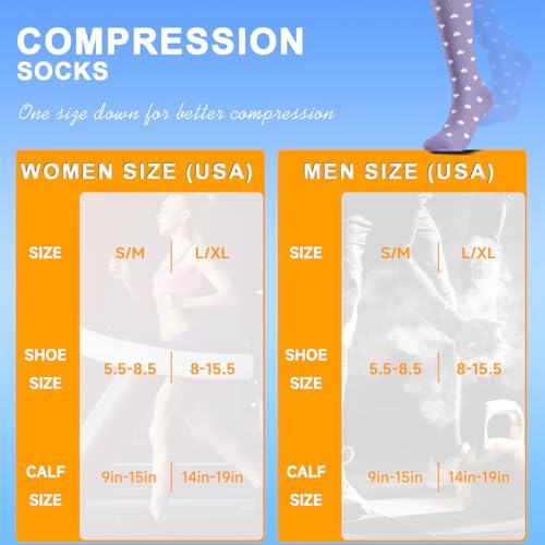 Image of cerpite Compression Socks for Women & Men 6 Pairs Knee High Compression Socks 20-30 mmhg Best for Running,Nurse,Travel