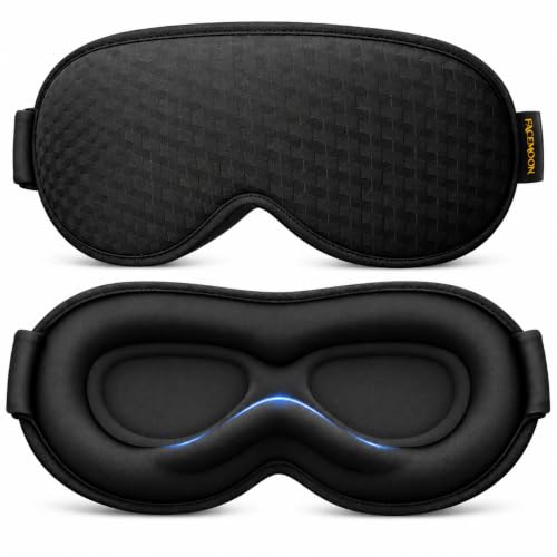 FACEMOON Masque de Nuit 3D Occultant Lesté, Sans Pression Yeux | Masque de Sommeil, Hommes et Femmes, Coques 3D Profondes, Sangle Ajustable, Confort pour Dormir, Voyage et Avion