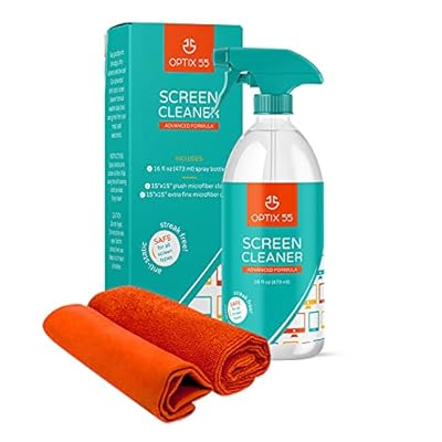 Screen Cleaner Spray Kit | 16oz Large Bottle TV Screen Cleaner Spray + 2 (15x15) Microfiber Cleaning Cloth for Computer Screen Monitor, LED LCD TV, Tablet, Phone, Laptop, Electronic Devices Cleaner