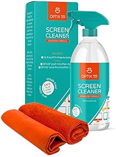 Screen Cleaner Spray Kit | 16oz Large Bottle TV Screen Cleaner Spray + 2 (15x15) Microfiber Cleaning Cloth for Computer Screen Monitor, LED LCD TV, Tablet, Phone, Laptop, Electronic Devices Cleaner