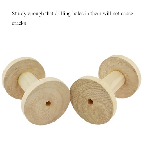 HAHIYO 4Inch/10cm 2PCs Natural Wood Unfinished Wooden Empty Thread Spool Smooth Wire Weaving Bobbin Textile Bobbin Rotatable Spool for Crafts DIY Art Education by HAHIYO - Used condition - Image 7