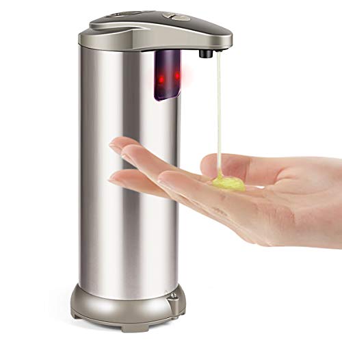 Cakie Soap Dispenser, Touchless Automatic Soap Dispenser, Infrared Motion Sensor Stainless Steel Dish Liquid Hands-Free Auto Hand Soap Dispenser, Upgraded Waterproof Base